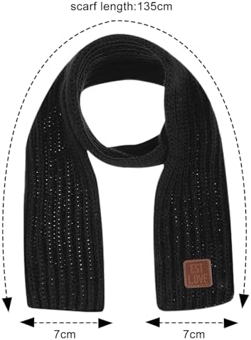 JSTHHTT 2PCS Kids Scarf Winter Autumn Winter Toddler Scarves Children Knit Neck Warmer Solid Warm Neck Warmer For Little Boys Girls Warm Winter Scarf For School (Black Blue)
