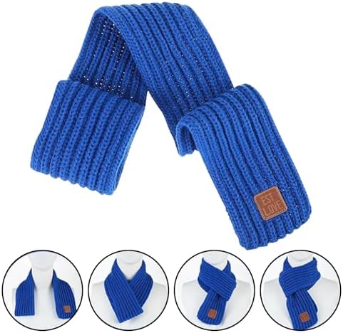 JSTHHTT 2PCS Kids Scarf Winter Autumn Winter Toddler Scarves Children Knit Neck Warmer Solid Warm Neck Warmer For Little Boys Girls Warm Winter Scarf For School (Black Blue)