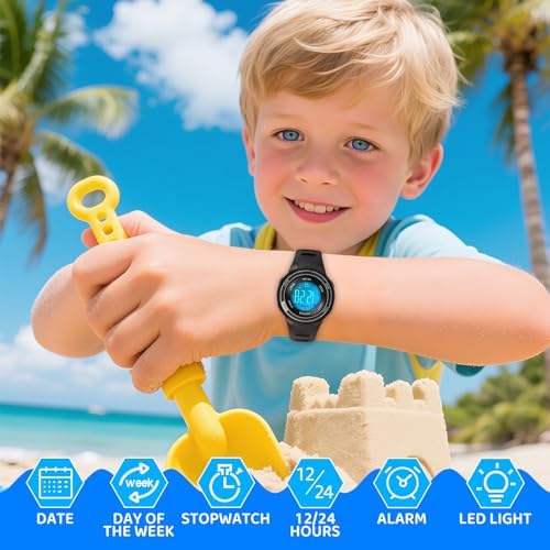 Juboos Kids Digital Watch Watches For Girls Boys Children's Waterproof Wrist Watches With Print And Colourful Lights Toddler Watch With Cat Ears For Boys Girls