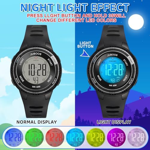 Juboos Kids Digital Watch Watches For Girls Boys Children's Waterproof Wrist Watches With Print And Colourful Lights Toddler Watch With Cat Ears For Boys Girls