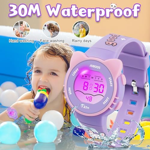 Juboos Kids Digital Watch Watches For Girls Boys Children's Waterproof Wrist Watches With Print And Colourful Lights Toddler Watch With Cat Ears For Boys Girls