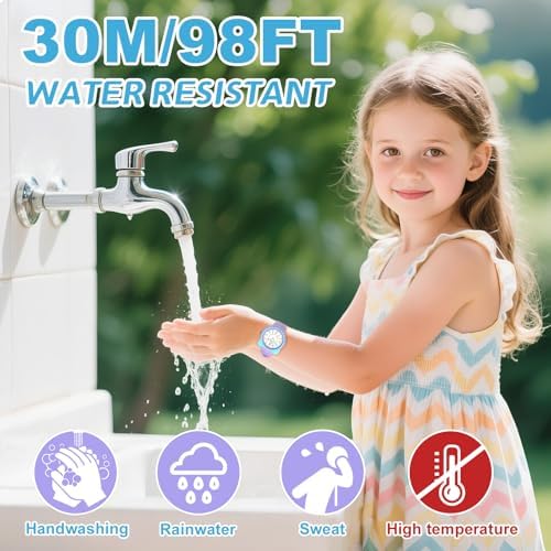 Juboos Kids Watch Analog For Girls Toddler Boys 3ATM Waterproof Cat Wirstwatch Learning Time And Easy To Read 5-15