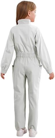 Jugaoge Girls Boys Mechanic Costume Coverall Boiler Suit Long Sleeve Overalls Jumpsuit Flight Suit Bodysuit