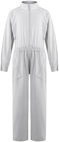 Jugaoge Girls Boys Mechanic Costume Coverall Boiler Suit Long Sleeve Overalls Jumpsuit Flight Suit Bodysuit