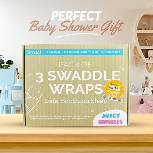 Juicy Bumbles Swaddle Blanket 0-3 Months - 100% Cotton Baby Swaddle Wrap Newborn - Set Of 3 Swaddles - Baby Essentials For Newborn Boy And Girl
