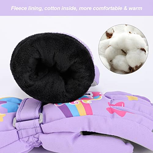 Jupsk Kids Winter Ski Gloves Waterproof Anti Slip Plush Thermal Snowboard Unicorn Gloves For Children Girls And Boys Age 2-9