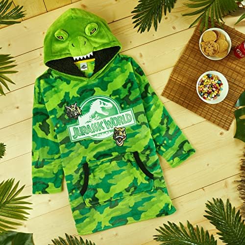 Jurassic World Blanket Hoodie Fleece Oversized Hoodie Kids T Rex Dinosaur Gifts Green