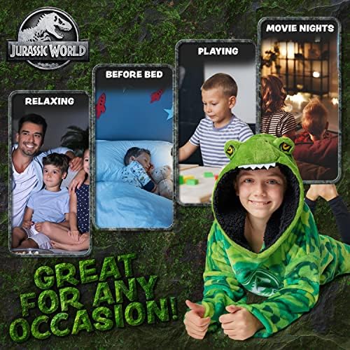 Jurassic World Blanket Hoodie Fleece Oversized Hoodie Kids T Rex Dinosaur Gifts Green