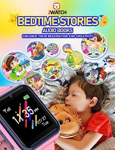 Jwatch Kids Smart Watch Phone Sos With 10 Stories 16 Puzzle Games Stopwatch Alarm Clock Kids Watches Toys For 6 7 8 9 10 11 12 Boys Girls Gift For Birthday Christmas （Pink）…
