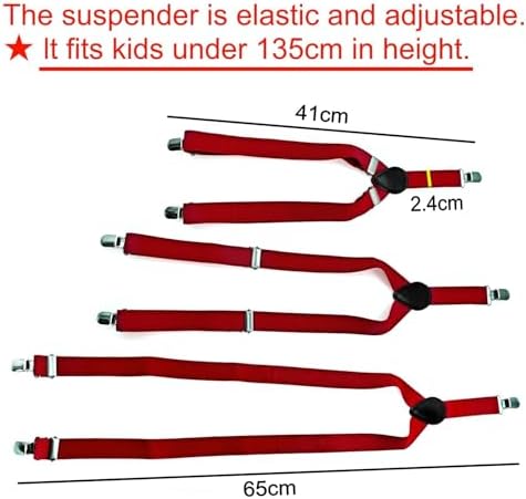 JZK Dark Red Kids Bow Tie And Braces Set For Boys Under 135cm Adjustable Clip-on Y-shape Suspenders With Bowtie For Little Boy Children For Wedding Party Fancy Dress