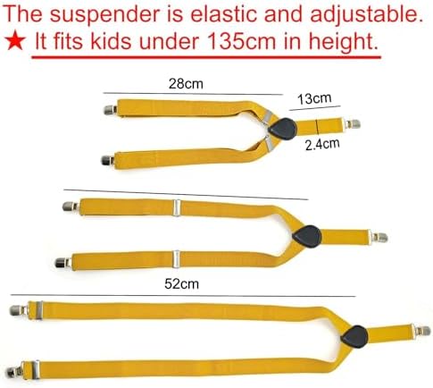 JZK Gold Kids Bow Tie And Braces Set For Boys Under 135cm Adjustable Clip-on Y-shape Suspenders With Bowtie For Little Children Boys Girls For Wedding Party Fancy Dress