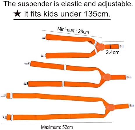 JZK Orange Kids Bow Tie And Braces Set For Boys Under 135cm Adjustable Clip-on Suspenders With Bowtie For Little Children Boys Girls For Wedding Party Fancy Dress Costume