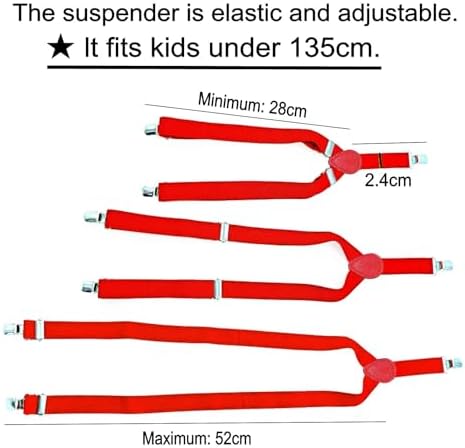 JZK Red Kids Bow Tie And Braces Set For Boys Under 135cm Adjustable Clip-on Y-shape Suspenders With Bowtie For Little Children Boys Girls For Wedding Party Fancy Dress