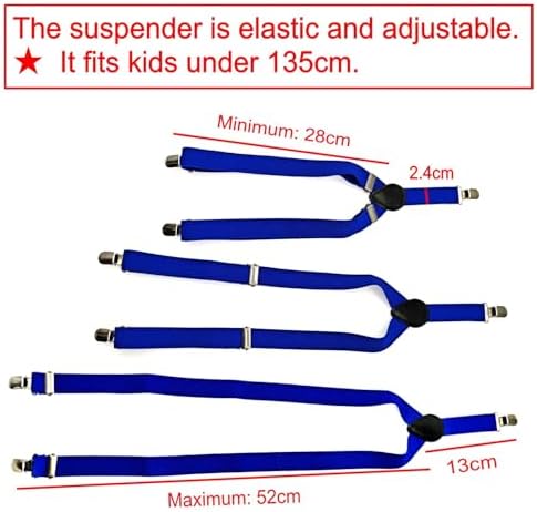 JZK Royal Blue Kids Bow Tie And Braces Set For Boys Under 135cm Adjustable Clip-on Y-shape Suspenders With Bowtie For Little Children Boys Girls For Wedding Party Fancy Dress