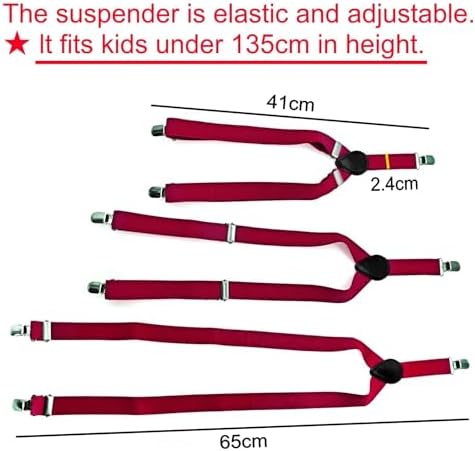 JZK Wine Red Kids Bow Tie And Braces Set For Boys Under 135cm Adjustable Clip-on Y-shape Suspenders With Bowtie For Little Boys Children For Wedding Party Fancy Dress