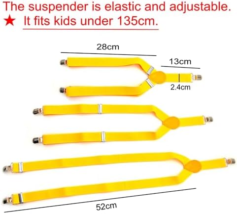 JZK Yellow Kids Bow Tie And Braces Set For Boys Under 135cm Adjustable Clip-on Y-shape Suspenders With Bowtie For Little Children Boys Girls For Wedding Party Fancy Dress