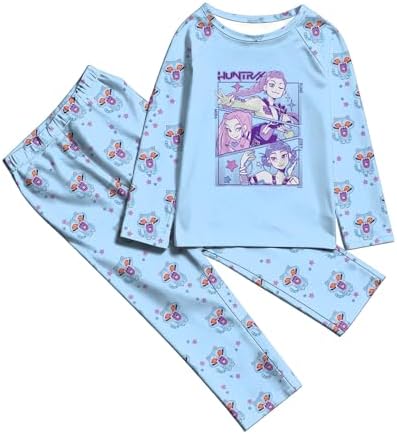 K-KPop D-Demon H-Hunters Family Matching Pajamas Sets Anime Cartoon 2 Pieces H-Huntrix H-Huntr/X Cute Printed Party Holiday Matching Long Sleeve Pjs For Fans Men Women Kids Couples