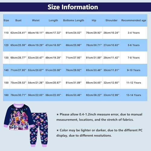 K-kPop D-demon H-hunters Girls Pyjamas Long Sleeve Anime Print Cartoon Graphic Set Music Party Pajamas Nighties Sleepwear Kids Pjs 2 Pieces K-KPop Kids PJ Sets Merch Clothes Long Sleeve Music Party