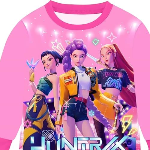 K-kPop D-demon H-hunters Girls Pyjamas Long Sleeve Anime Print Cartoon Graphic Set Music Party Pajamas Nighties Sleepwear Kids Pjs 2 Pieces K-KPop Kids PJ Sets Merch Clothes Long Sleeve Music Party