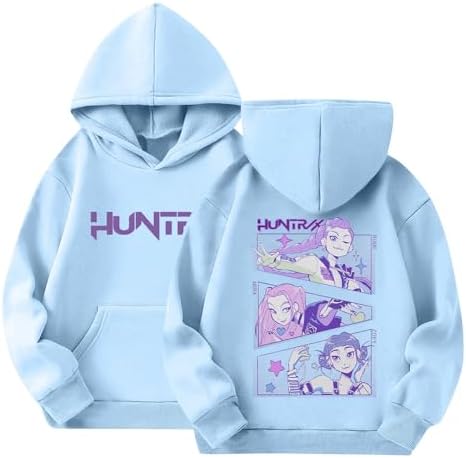 K-KPop D-Demon H-Hunters Hoodies For Kids Girls Boys H-Huntrix Hip Hop K Pop Hunter Costume Hoodies K Pop D-Demon H-Hunters Merch Y2k Pullover Carton Print Sweatshirt