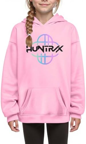K-KPop D-Demon H-Hunters Hoodies Girls Vintage Y2k Pullover H-Huntrix H-Huntr/X Hip Hop Streetwear Y2K Oversized Fashion Long Sleeve Hooded Sweatshirt For Kids For Halloween Cosplay Dress Up (110-160)