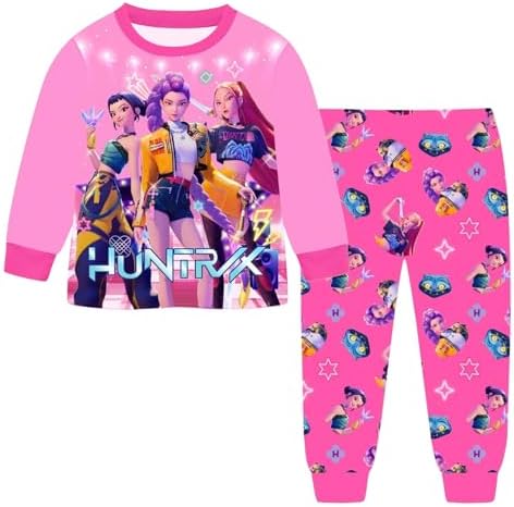 K-KPop D-Demon H-Hunters Pyjamas Girls Long Sleeve Pjs Set Music Party Pajamas Nighties Cartoon Sleepwear for Kids 2 Pieces K pop Kids Pyjamas Merch Clothes Long Sleeve Music Party Nighties