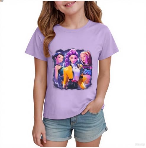 K-Kpop D-Demon H-Hunters Shirt for Girls Kids Top Graphic T-Shirt Tops Vintage Y2k H-Huntrix H-Huntr/X Hip Hop Graphic Shirts Fashion Clothing Outfits for Halloween Cosplay Dress Up (100-160)