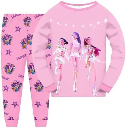 K-pop D-Demon H-Hunters Pyjamas Girls Pajamas Cartoon Sleepwear Kids Halloween Pjs Set Girls 2 Pieces Long Sleeve Nightwear Merch Music Party Nighties Kids Sleepwear Children PJs 2 Piece Outfit Pjs