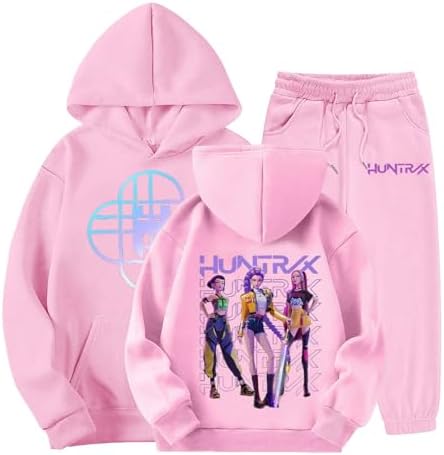 K-pop D-Demon H-Hunters Tracksuit For Boys Girls Kids Anime Printed Suits Vintage Y2k Hoodies And Pants 2 Pieces Outfit H-Huntrix H-Huntr/X Streetwear Fashion Animation Graphic Set Back To School