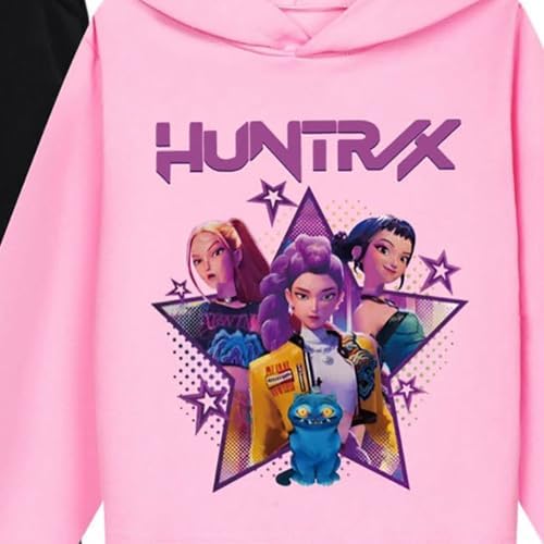 K-pop D-Demon H-Hunters Tracksuit For Boys Girls Kids H-Huntrix H-Huntr/X Anime Printed Suits Vintage Y2k Hoodies And Pants 2 Pieces Outfit Fantasy Animation Graphic Tracksuit Set Back To School
