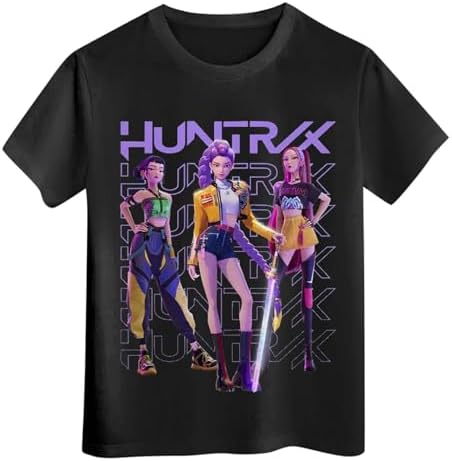 K Pop D-Demon Hunters T-Shirt Girls Kids Vintage Y2k Shirt K Pop Demon Hunters Merch Huntrix Huntr/X Hip Hop Streetwear Oversized Fashion Top Graphic T-Shirt For Kids Girls Boys