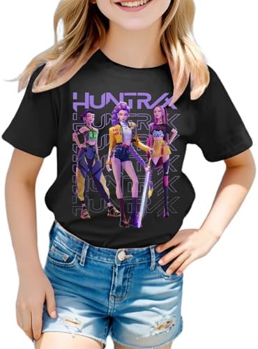 K Pop D-Demon Hunters T-Shirt Girls Kids Vintage Y2k Shirt K Pop Demon Hunters Merch Huntrix Huntr/X Hip Hop Streetwear Oversized Fashion Top Graphic T-Shirt For Kids Girls Boys