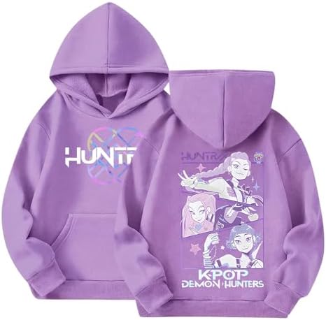 K Pop Demon Hunters Hoodie Anime Print Hooded Sweatshirt Hoodies Girls Vintage Y2k Pullover Hip Hop Hoodie Oversized Fashion Boys Long Sleeve Hooded Sweatshirt Hoody For Kids