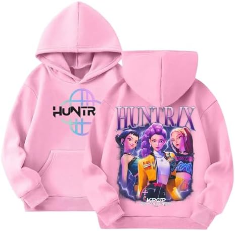 K Pop Demon Hunters Logo Merch Hoodies Girls Vintage Y2k Pullover Hip Hop Streetwear Oversized Fashion Long Sleeve Hooded Sweatshirt for Kids 4-14Y