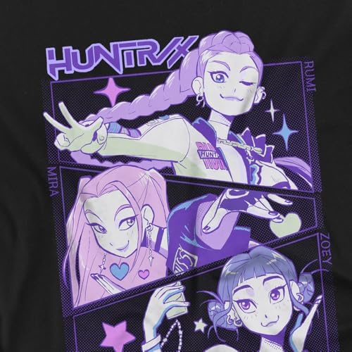 K-Pop Demon Hunters Unisex Kid's Anime Huntrix Huntr/X T Shirt Black