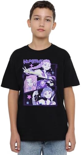 K-Pop Demon Hunters Unisex Kid's Anime Huntrix Huntr/X T Shirt Black