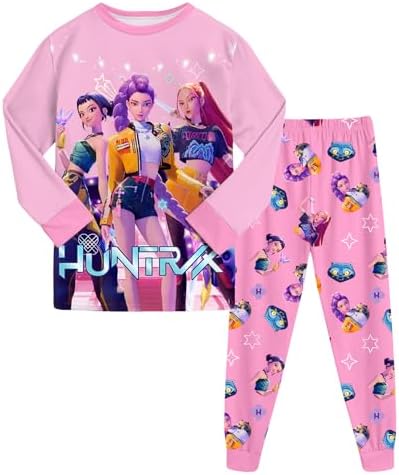 K Pop Demons Hunters Pyjamas Girls Long Sleeve Pjs Set Music Party Pajamas Nighties Cartoon Sleepwear For Kids 2 Pieces Kpop Kids Pyjamas Merch Clothes Long Sleeve Music Party Nighties