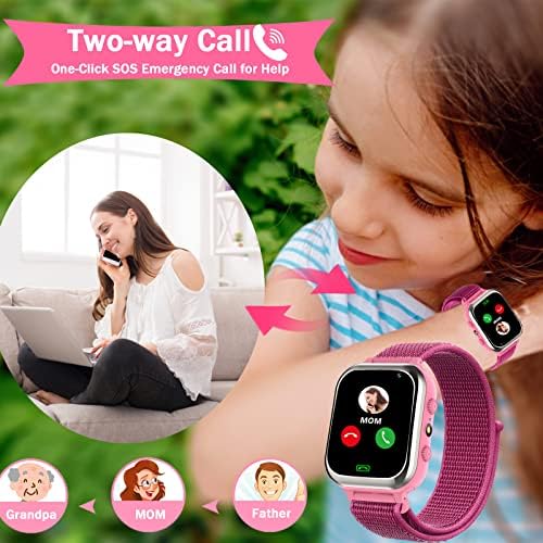 Kaacly Kids Smart Watch Phone Smart Watch For Kids Boys And Girls With Call SOS Games Music Video Camera Alarm Flashlight Birthday Gifts For Kids Rose Gold