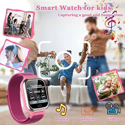 Kaacly Kids Smart Watch Phone Smart Watch For Kids Boys And Girls With Call SOS Games Music Video Camera Alarm Flashlight Birthday Gifts For Kids Rose Gold