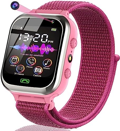kaacly Kids Smart Watch Phone Smart Watch for Kids Boys and Girls with Call SOS Games Music Video Camera Alarm Flashlight Birthday Gifts for Kids Rose Gold