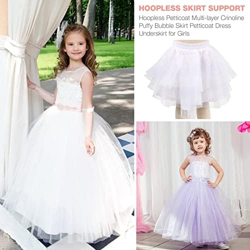 KAIAIWLUO Tutu Skirts White Girls Petticoat Kids Skirts & Skorts Petticoat Underskirt Half Slip Petticoat For Child Kids Girl Size 3-8 Years