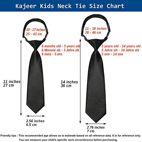 Kajeer Boys Girls Neckties Pre-tied Tie - Adjustable School Ties Satin Plain Coloured Formal Necktie For Kids Boys Girls Wedding School Uniform
