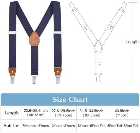 Kajeer Braces For Kids Boys Girls - Adjustable Elastic Y-Back Strong Clips Suspenders