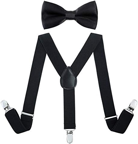 Kajeer Children Kids Braces Bow Tie Set - Adjustable Elastic Suspenders with Bowtie set for Boys & Girls