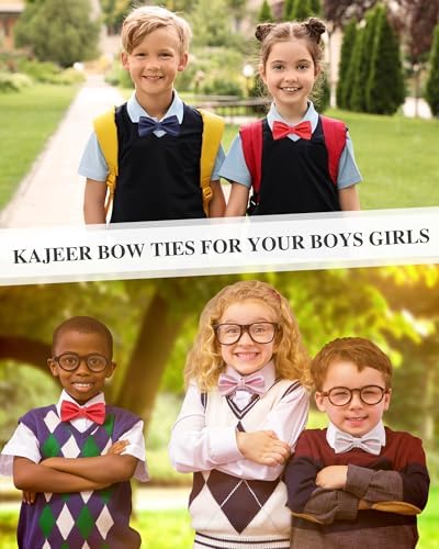 Kajeer Kids Boys Silk Bow Ties - Adjustable Pre-tied Solid Bowties For Girls Baby Toddler Birthday Wedding Party Photo