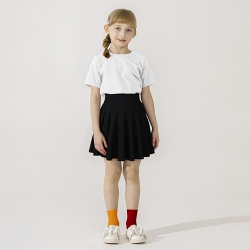 KAKU NANAU Skorts For Girls Black School Skirt 9-14 Years Ruffle Pleated High Waisted Stretch Plain Skirt With Built-in Shorts Summer Clothes Red White Pink