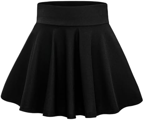 KAKU NANAU Skorts for Girls Black School Skirt 9-14 Years Ruffle Pleated High Waisted Stretch Plain Skirt with Built-in Shorts Summer Clothes Red White Pink