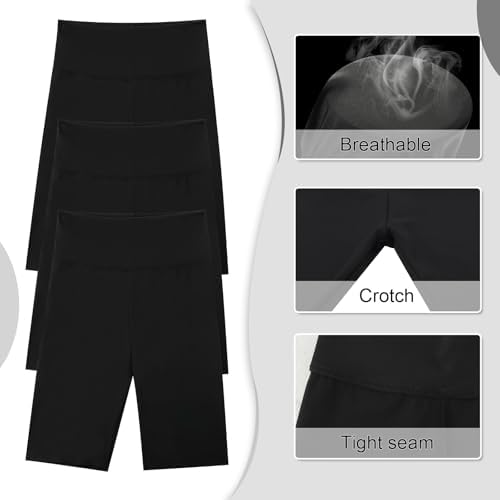 KAKU NANU 3pc Girls Shorts Cycling 5-13 Years Knee Length Under Dress Shorts Leggings Dance School P.E Gym Summer Black Grey Blue Pink