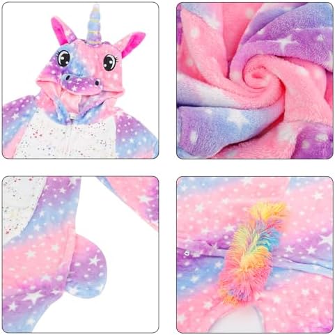 KAKU NANU Unicorn Onesies For Girls 2-10 Years 6 Colors Sleepsuit Onesies With Zipper And Pockets Unicorn Gifts For Girls