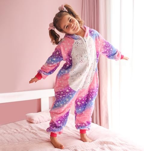 KAKU NANU Unicorn Onesies For Girls 2-10 Years 6 Colors Sleepsuit Onesies With Zipper And Pockets Unicorn Gifts For Girls